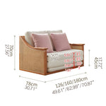 Elegant Off-White Faux Lambswool Sofa with Natural Rattan and Ash Wood Accents tzm-544
