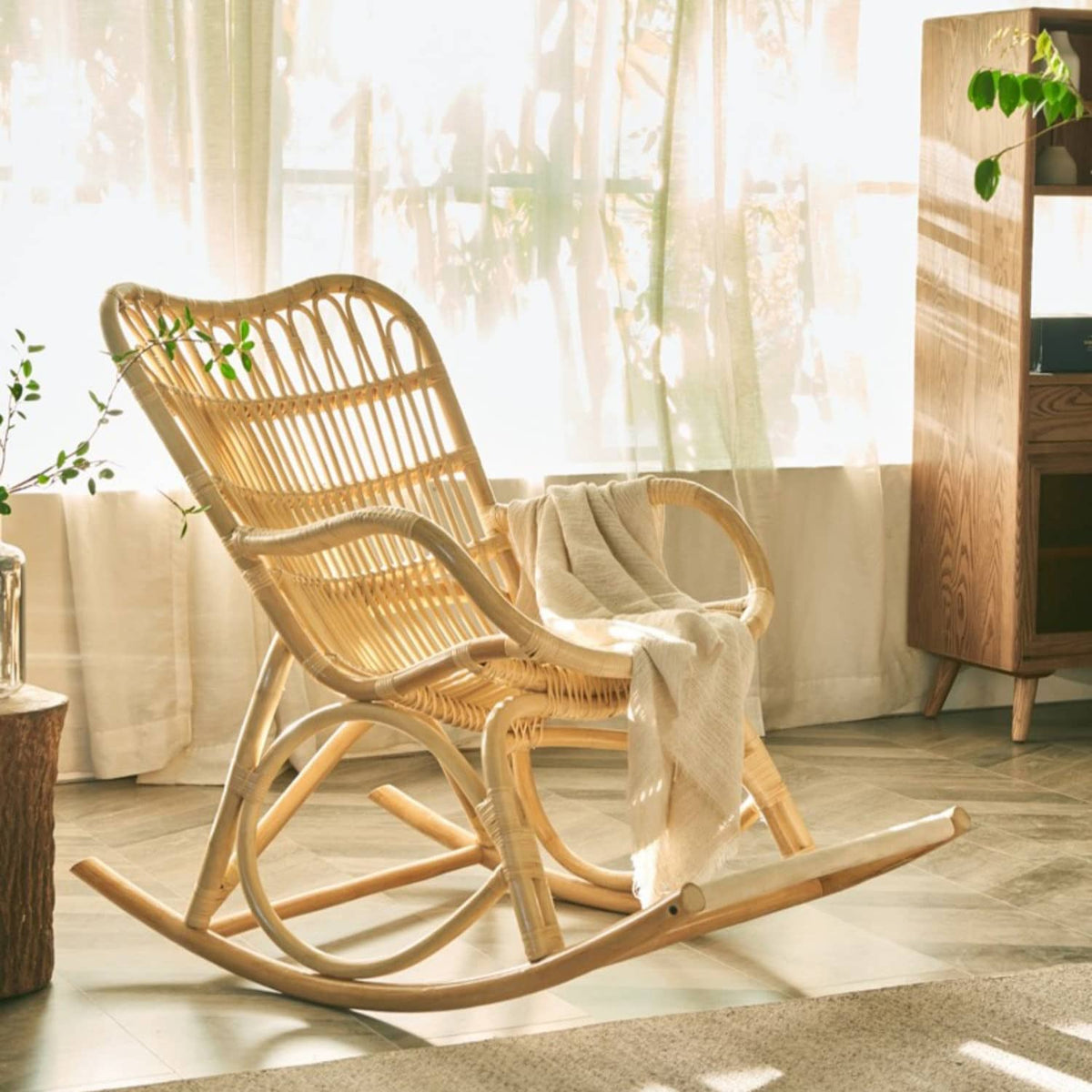 Natural Wood Finish Rattan Tea Table - Elegant & Timeless Design tzm-549