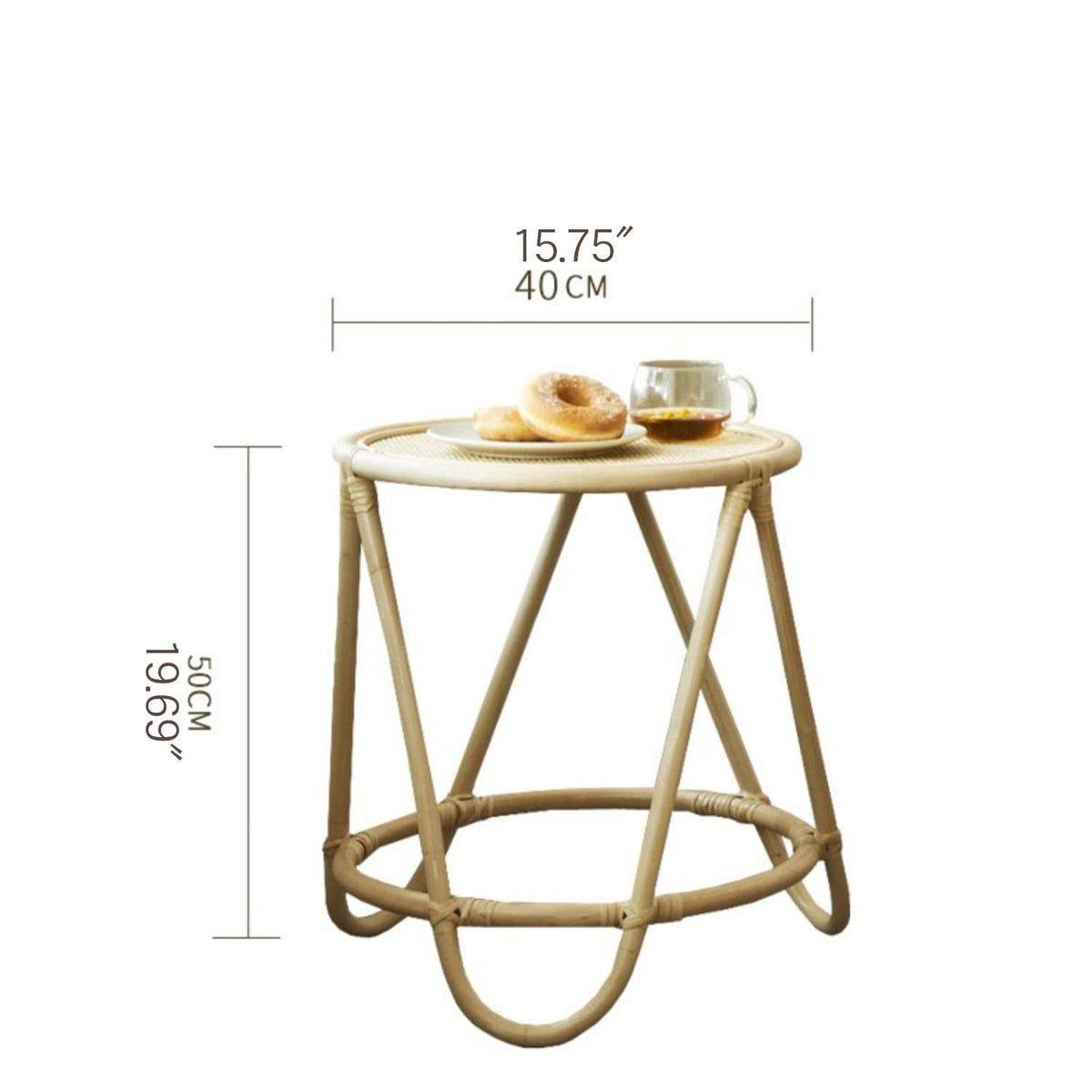 Natural Wood Finish Rattan Tea Table - Elegant & Timeless Design tzm-549