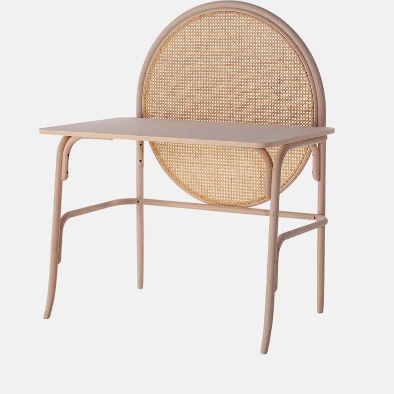 Stunning Black Rattan Makeup Table with Natural Ash Wood Finish and Multi-Layer Board tzm-550