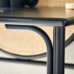 Stunning Black Rattan Makeup Table with Natural Ash Wood Finish and Multi-Layer Board tzm-550