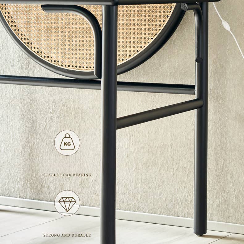 Stunning Black Rattan Makeup Table with Natural Ash Wood Finish and Multi-Layer Board tzm-550