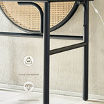 Stunning Black Rattan Makeup Table with Natural Ash Wood Finish and Multi-Layer Board tzm-550