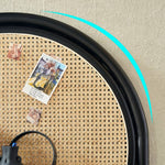 Modern Rattan & Ash Wood Chair with PU Leather and Stainless Steel Accents - Green & Orange Design tzm-551