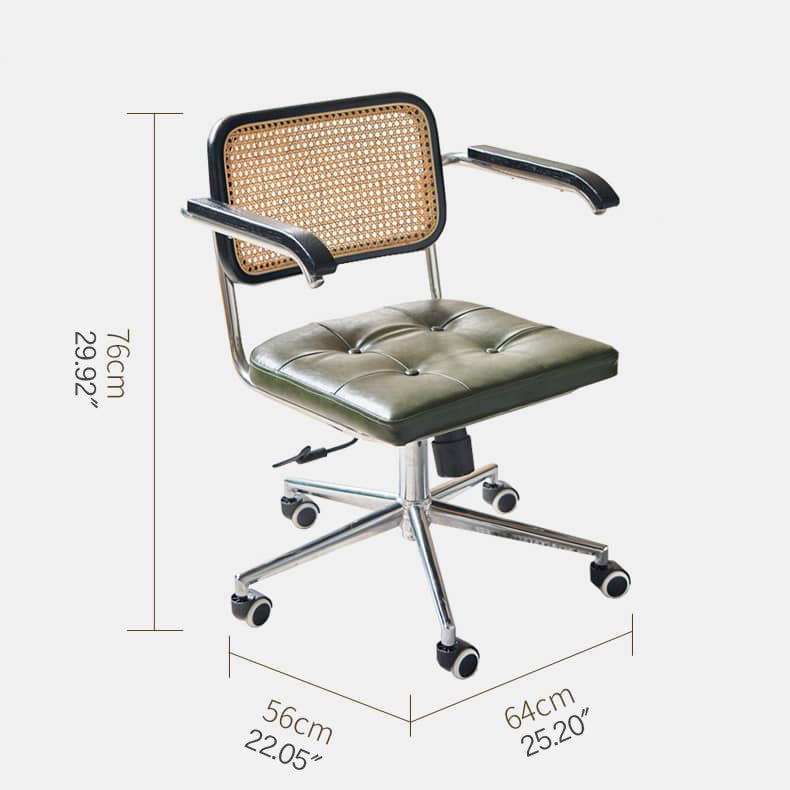 Modern Rattan & Ash Wood Chair with PU Leather and Stainless Steel Accents - Green & Orange Design tzm-551