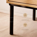 Stylish Natural Wood Cabinet with Rattan Accents and Ash Wood Detailing tzm-553