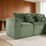 101' L-Shaped Modular Compression Sofa, 3-Seater Comfortable Cloud Sofa, Corduroy Fabric, with Movable Footrest, Free DIY Combination, Suitable for Living Room, Bedroom, Apartment (Green)-W1170S00055 - 细节图