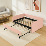 Full Size Daybed with Twin Size Pop-up Trundle Upholstered Tufted Sofa Bed, Full Size, Boucle Fabric (83'x58.5'x29.5')-W1413S00175 - 场景图