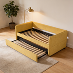 Full Size Daybed with Twin Size Pop-up Trundle Upholstered Tufted Sofa Bed, Full Size, Boucle Fabric (83'x58.5'x29.5')-W1413S00177 - 场景图