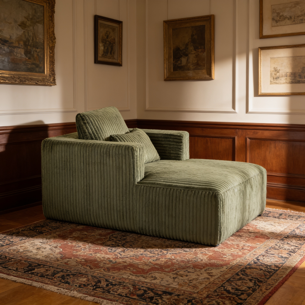 Sofa Bed 62.6' x 48.23', 1-2 Seater Compressed Couch with 2 Lumbar Pillows, Soft Skin-Friendly Corduroy Fabric, Modern Convertible Sleeper for Living Room, Bedroom & Apartment, Ships in 1 Box, Green-W3326P345960 - 场景图