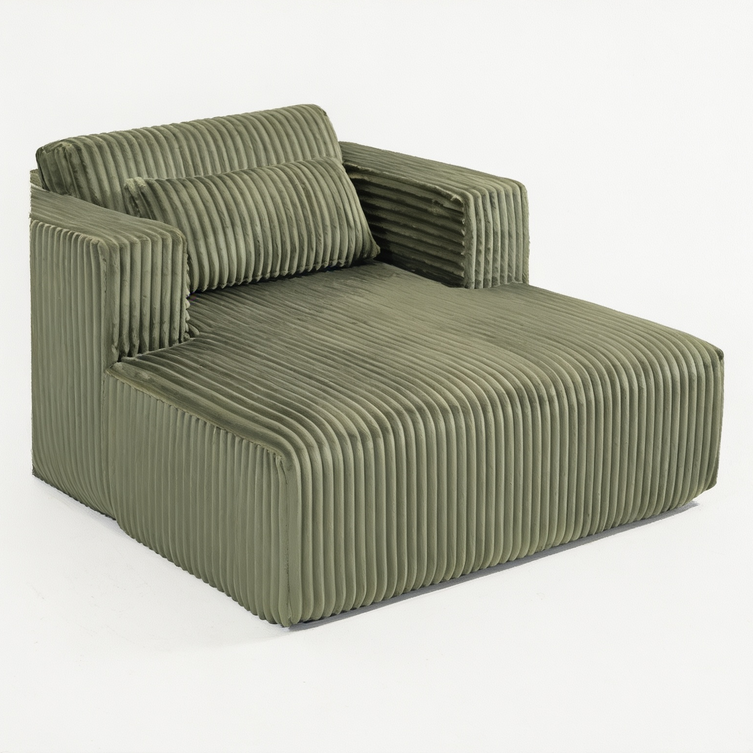Sofa Bed 62.6' x 48.23', 1-2 Seater Compressed Couch with 2 Lumbar Pillows, Soft Skin-Friendly Corduroy Fabric, Modern Convertible Sleeper for Living Room, Bedroom & Apartment, Ships in 1 Box, Green-W3326P345960 - 细节图