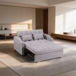 1 multifunctional foldable sofa bed with 3 different lengths, modern sofa, upgraded suede fabric, adjustable backrest, gray color with USB port and rotating telephone stand-W3739P434532 - 场景图