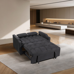 1 multifunctional foldable sofa bed with 3 different lengths, modern sofa, upgraded suede fabric, adjustable backrest, Black color with USB port and rotating telephone stand-W3739P445773 - 场景图