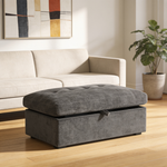Leisure sofa chair,Double sofa recliner, with manually adjustable backrest, soft padded armrests, side USB charging port and phone stand, comes with a matching storage ottoman-Gray-W487S00522 - 场景图