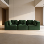 Modern Modular Sectional Sofa for Living Room, Corduroy Fabric, Oversized 3-Seaterwith Deep Seat , Pearl-like piping, Tufted Design, No Assembly, Anti-slip Design, Green-W714S01795 - 场景图