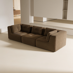 Modern Modular Sectional Sofa for Living Room, Corduroy Fabric, Oversized 3-Seaterwith Deep Seat , Pearl-like piping, Tufted Design, No Assembly, Anti-slip Design, Brown-W714S01807 - 场景图