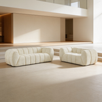 Chenille Pure Foam Sofa, Modern Quilted Cloud Sofa, Deep-Seat Chenille Pure Foam Sofa, Comfortable Modern Three-Seater Sofa, Suitable for Living Rooms, Bedrooms, and Apartments-W834P442222 - 场景图