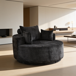 55''L Chenille Foam Single Swivel Chair, Fluffy Modern Sleeper, 360 Degree Swivel Chair for Living Room, Bedroom, Lounge and Projection Room-W834S00642 - 场景图