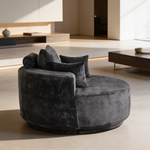 55''L Chenille Foam Single Swivel Chair, Fluffy Modern Sleeper, 360 Degree Swivel Chair for Living Room, Bedroom, Lounge and Projection Room-W834S00642 - 场景图