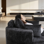 55''L Chenille Foam Single Swivel Chair, Fluffy Modern Sleeper, 360 Degree Swivel Chair for Living Room, Bedroom, Lounge and Projection Room-W834S00642 - 场景图