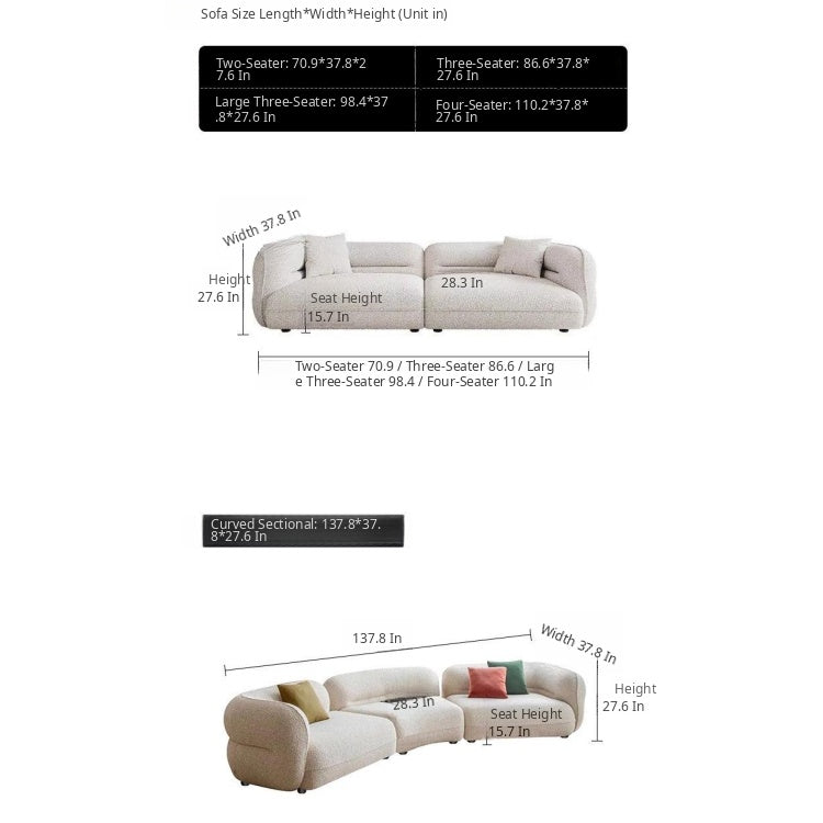 Italian Minimalist Curved Sectional Sofa, Modern Fabric Asymmetrical Corner Couch xzms-0207-43