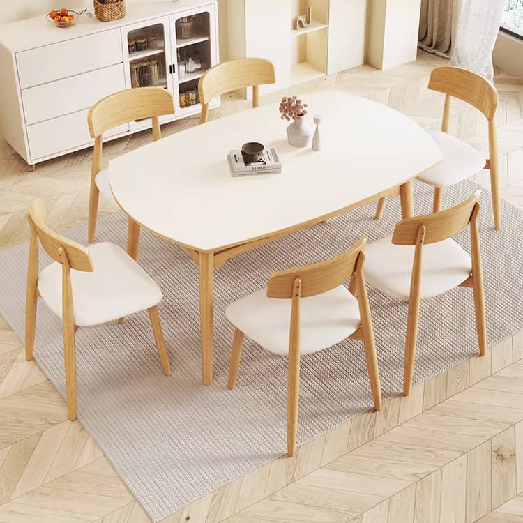 Elegant White Rubber Wood Dining Table with Durable Sintered Stone Top ybn-391
