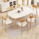 Elegant White Rubber Wood Dining Table with Durable Sintered Stone Top ybn-391