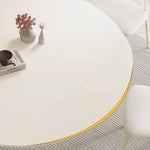 Elegant White Rubber Wood Dining Table with Durable Sintered Stone Top ybn-391