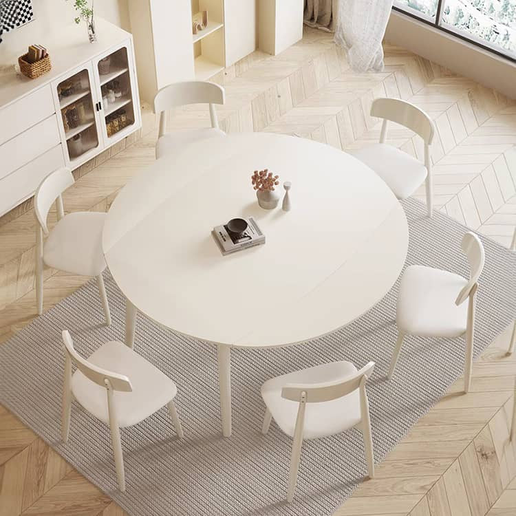 Elegant White Rubber Wood Dining Table with Durable Sintered Stone Top ybn-391