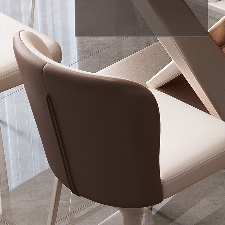 Luxurious Synthetic Leather Chair - Off White & Brown Design ybn-974