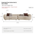 Mid-Century Cotton-Linen Fabric Chaise Sofa, Straight-Line Asymmetrical 3-Seater with Single Armrest yh-0207-44