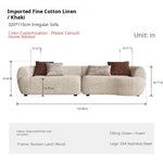 Mid-Century Cotton-Linen Fabric Chaise Sofa, Straight-Line Asymmetrical 3-Seater with Single Armrest yh-0207-44