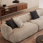 Mid-Century Cotton-Linen Fabric Chaise Sofa, Straight-Line Asymmetrical 3-Seater with Single Armrest yh-0207-44