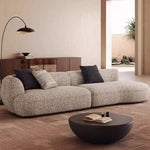 Mid-Century Cotton-Linen Fabric Chaise Sofa, Straight-Line Asymmetrical 3-Seater with Single Armrest yh-0207-44