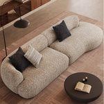 Mid-Century Cotton-Linen Fabric Chaise Sofa, Straight-Line Asymmetrical 3-Seater with Single Armrest yh-0207-44