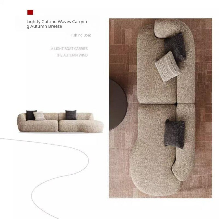 Mid-Century Cotton-Linen Fabric Chaise Sofa, Straight-Line Asymmetrical 3-Seater with Single Armrest yh-0207-44