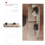 Mid-Century Cotton-Linen Fabric Chaise Sofa, Straight-Line Asymmetrical 3-Seater with Single Armrest yh-0207-44