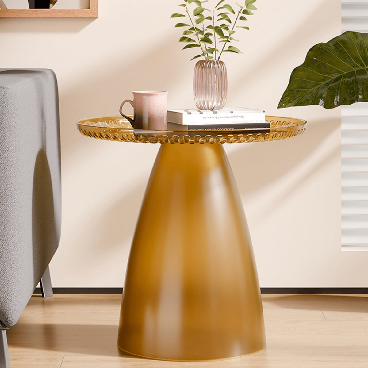 Elegant Transparent Tea Table - Modern Design in Gray, Brown, Pink, Off White - Durable PET Material ym-628