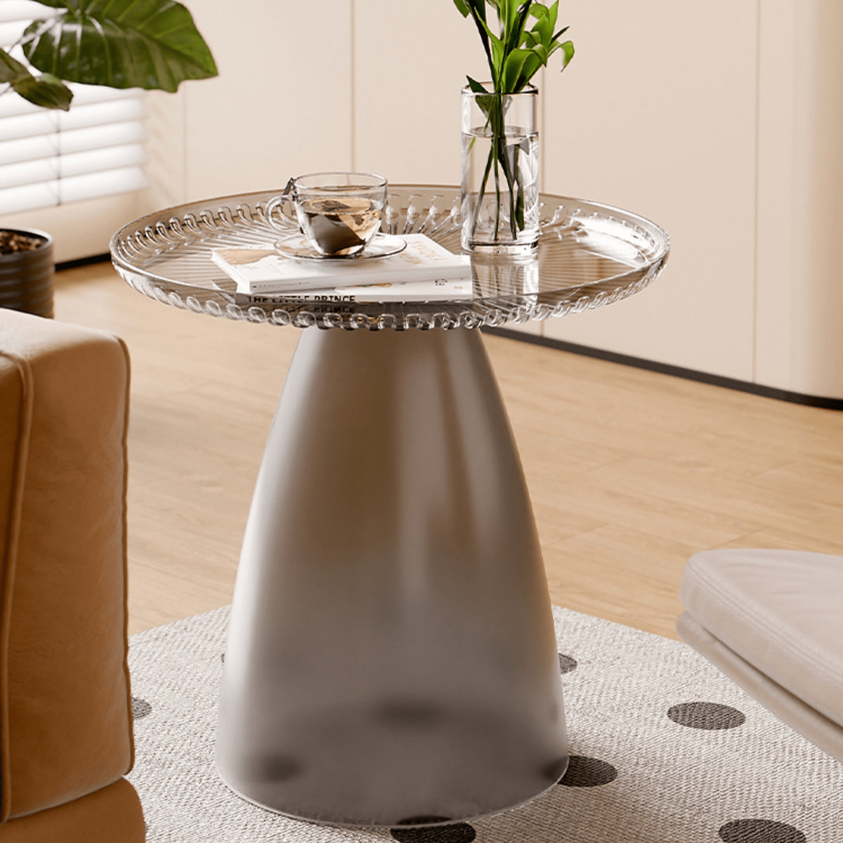 Elegant Transparent Tea Table - Modern Design in Gray, Brown, Pink, Off White - Durable PET Material ym-628