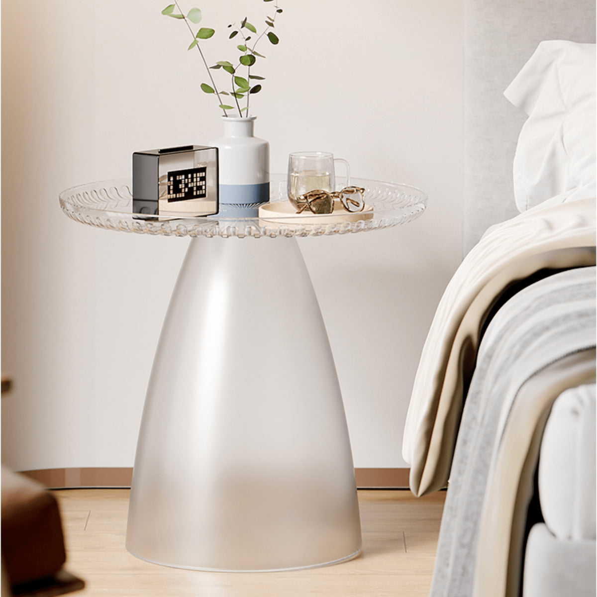 Elegant Transparent Tea Table - Modern Design in Gray, Brown, Pink, Off White - Durable PET Material ym-628