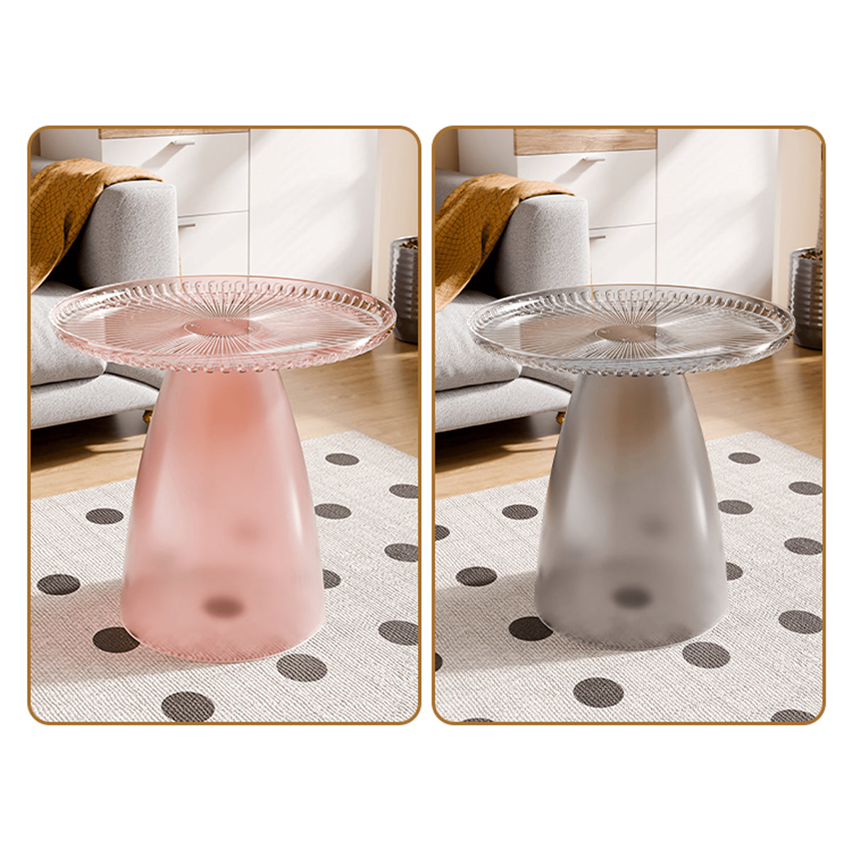 Elegant Transparent Tea Table - Modern Design in Gray, Brown, Pink, Off White - Durable PET Material ym-628