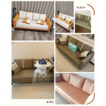 Contemporary Sofa Collection - Brown, Orange, Mint Green, Blue, Gray & Off-White in Wood & Techno Fabric yr-122