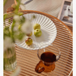 Stunning Black & Cherry Wood Tea Table with Glass Top and Rattan Weaving yw-169