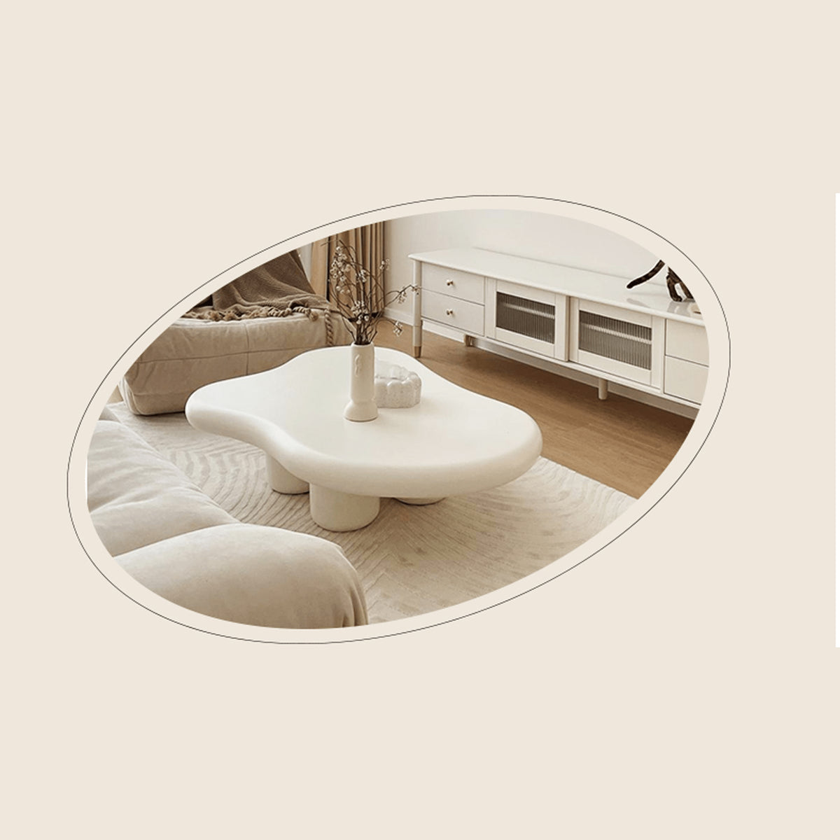 Modern Off White Black GFRP Tea Table - Stylish & Durable Design yw-178