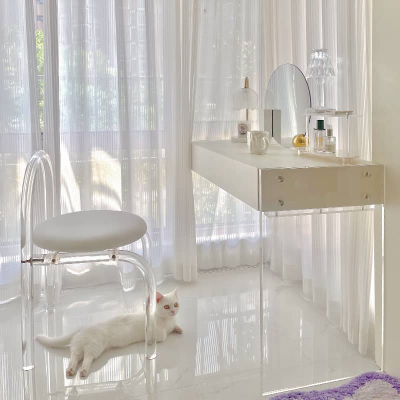 Sleek White Particle Board Makeup Table – Modern Vanity for Stylish Organization yw-185