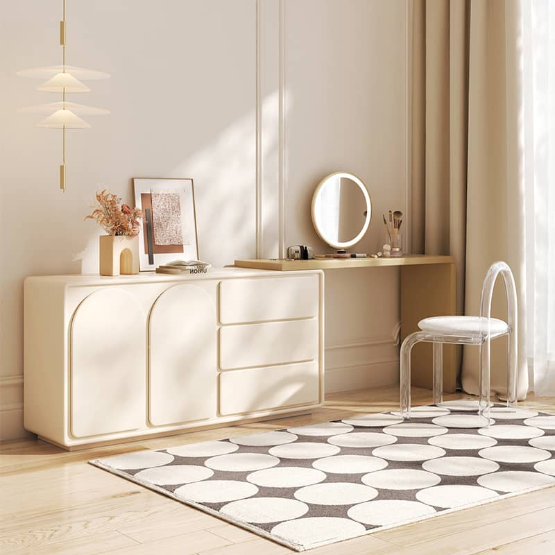 Chic Off White Makeup Table with Natural Wood Finish & Particle Board Construction yw-200