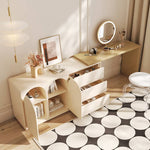 Chic Off White Makeup Table with Natural Wood Finish & Particle Board Construction yw-200