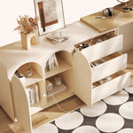 Chic Off White Makeup Table with Natural Wood Finish & Particle Board Construction yw-200