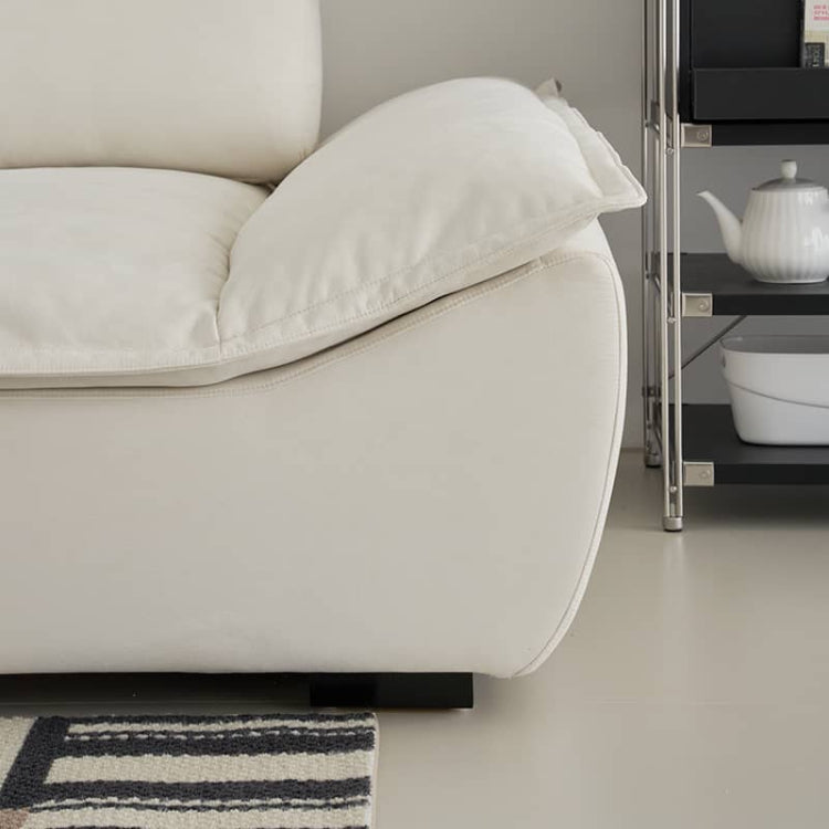 Sailboat-Inspired Fabric Sofa, Off-White Extra-Deep Couch with Solid Wood Frame for Spacious Living Room yw-217
