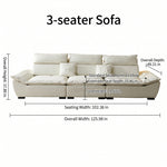 Sailboat-Inspired Fabric Sofa, Off-White Extra-Deep Couch with Solid Wood Frame for Spacious Living Room yw-217